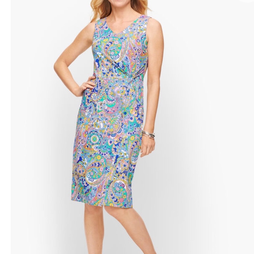 Talbots Petite Paisley Midi Dress in Blue, Pink and Green